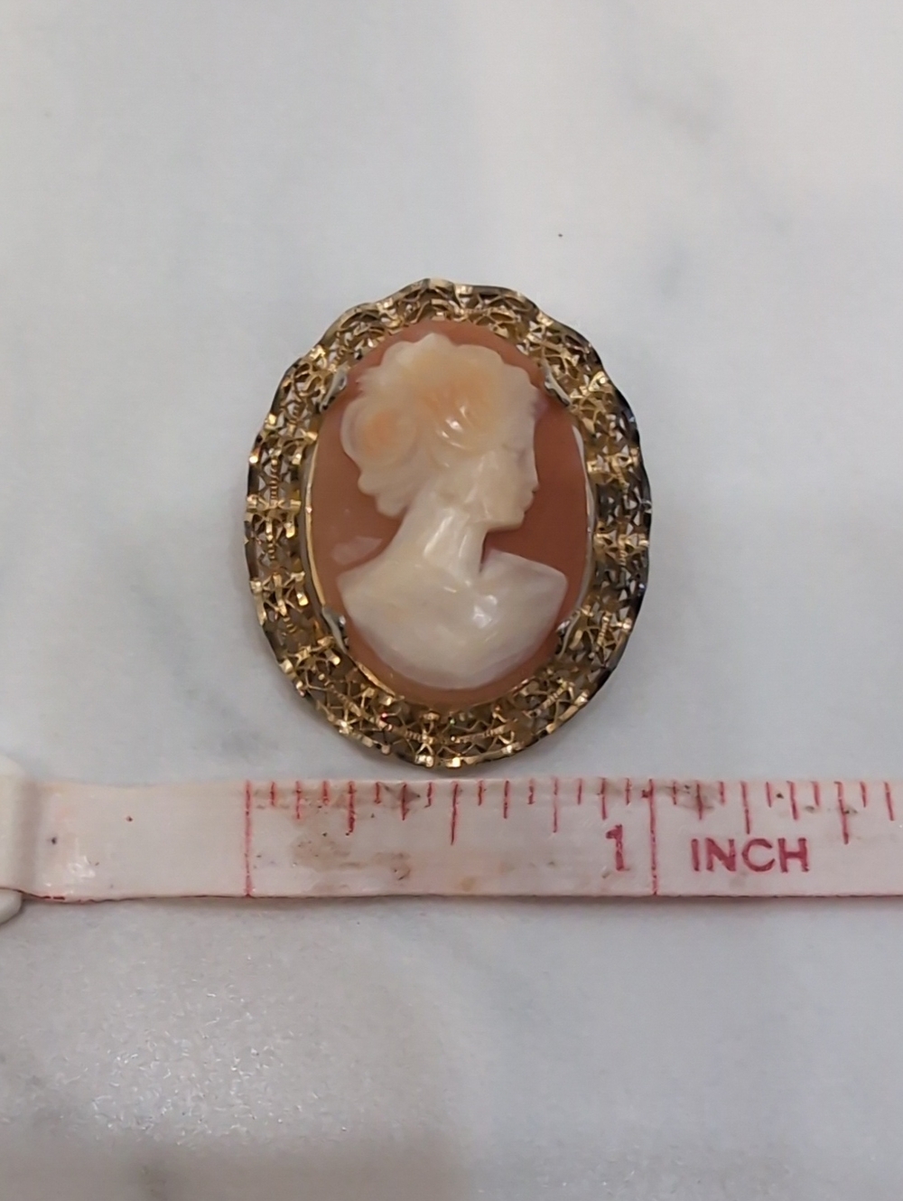 Cameo Brooch with Peach and Cream Profile